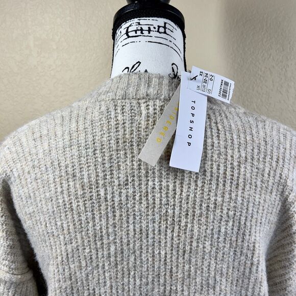 Topshop Oatmeal V-neckline knit Sweater relax tunic size XS lagenlook soft cozy - Picture 12 of 16